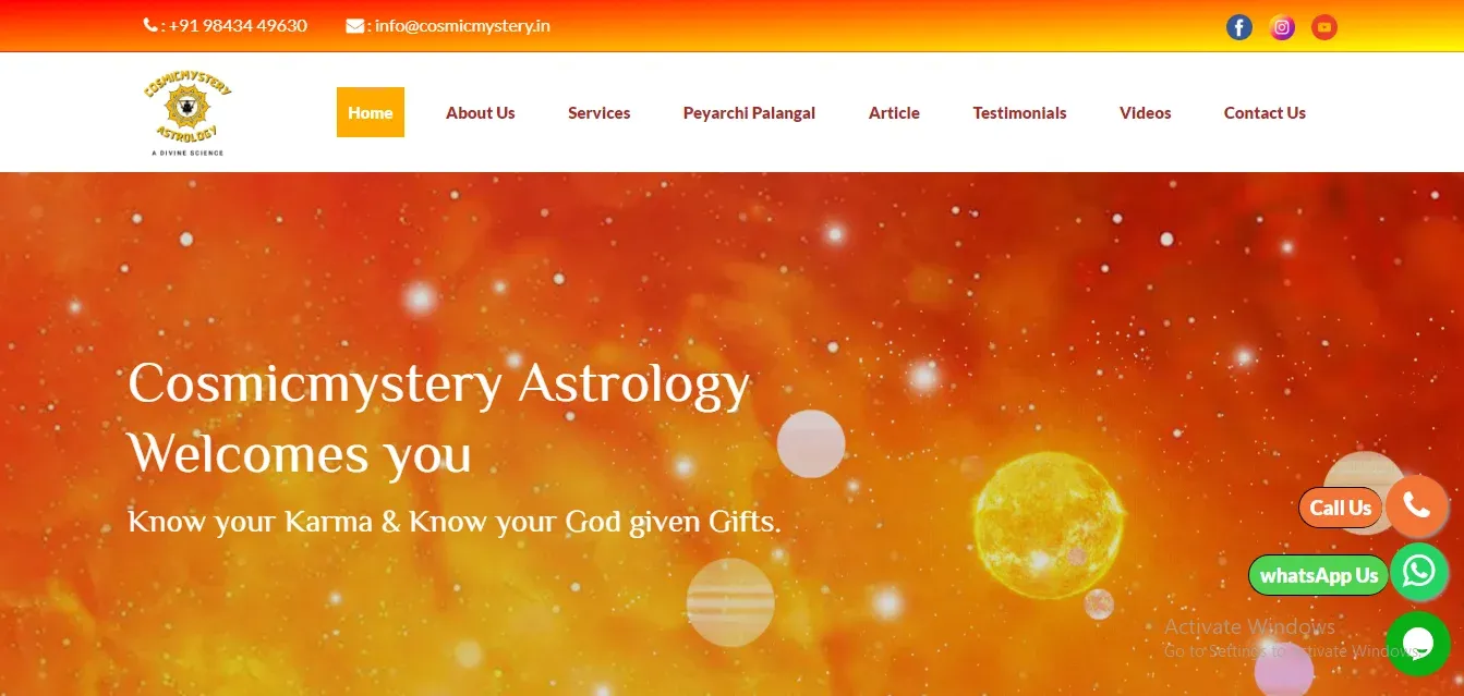 Cosmic Mystery Famous Astrologer In Coimbatore