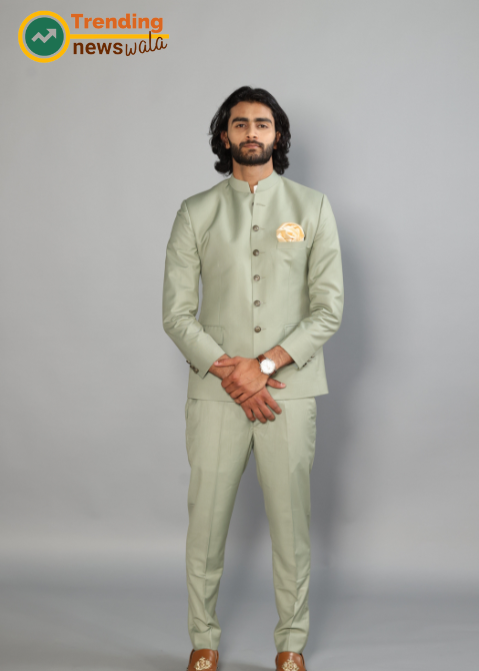 The peach Jodhpuri suit 