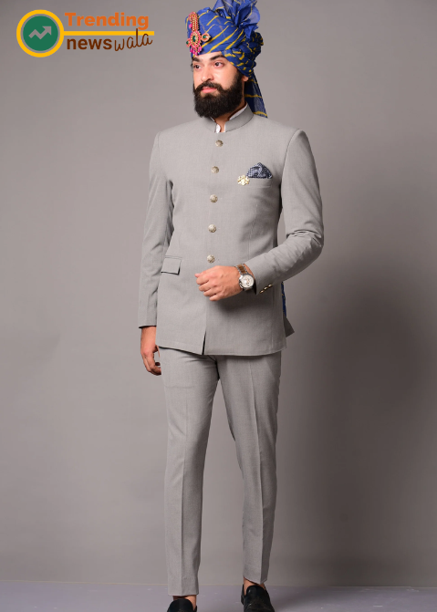 The silver gray Jodhpuri suit 