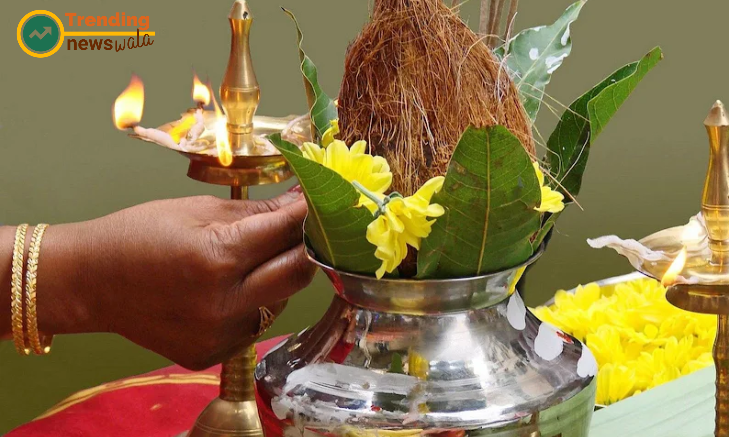 The Puthandu Kanni ritual involves witnessing a carefully arranged display of auspicious items early in the morning