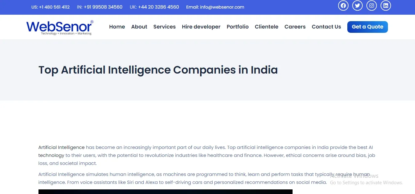 Artificial Intelligence Company In India