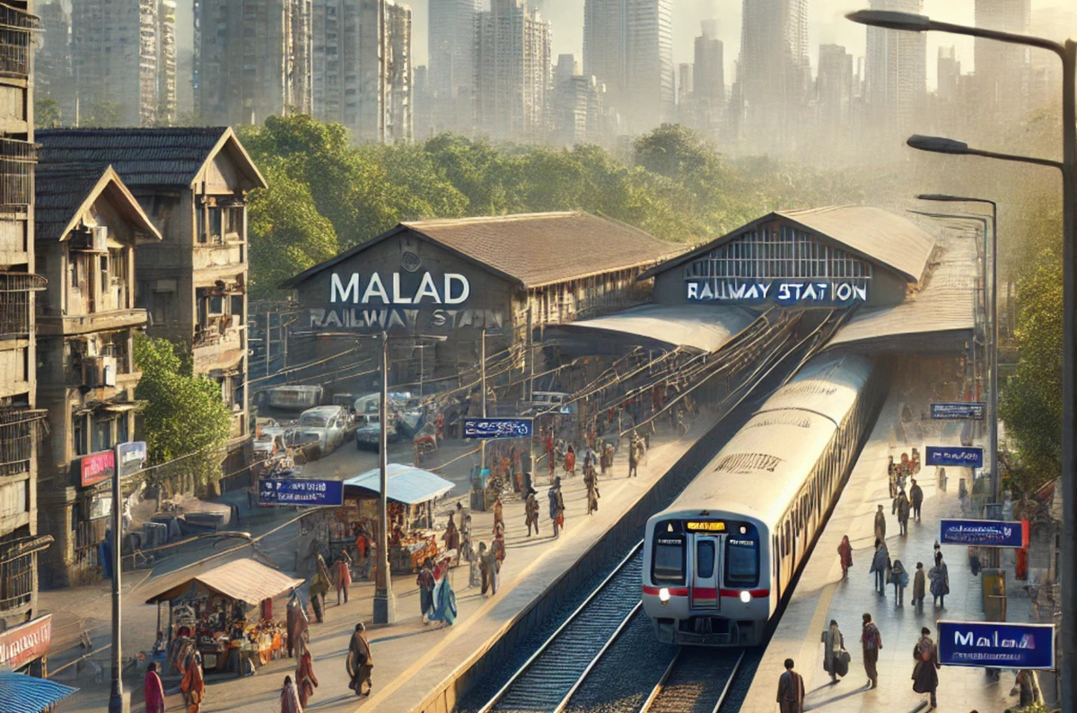 Malad Station View and local train AI Image which Looks Real