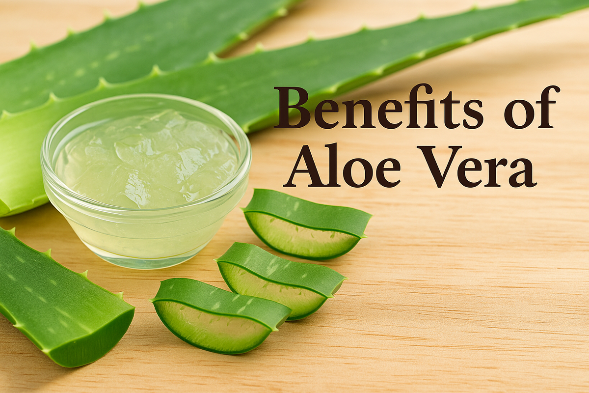 Fresh aloe vera gel in a glass bowl with cut leaves on wood, showcasing natural health and skincare benefits.