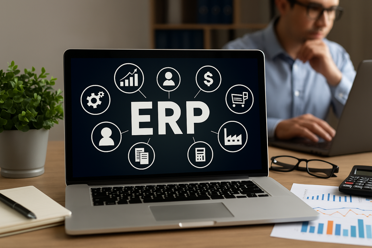 ERP Software Company with Laptop Screen