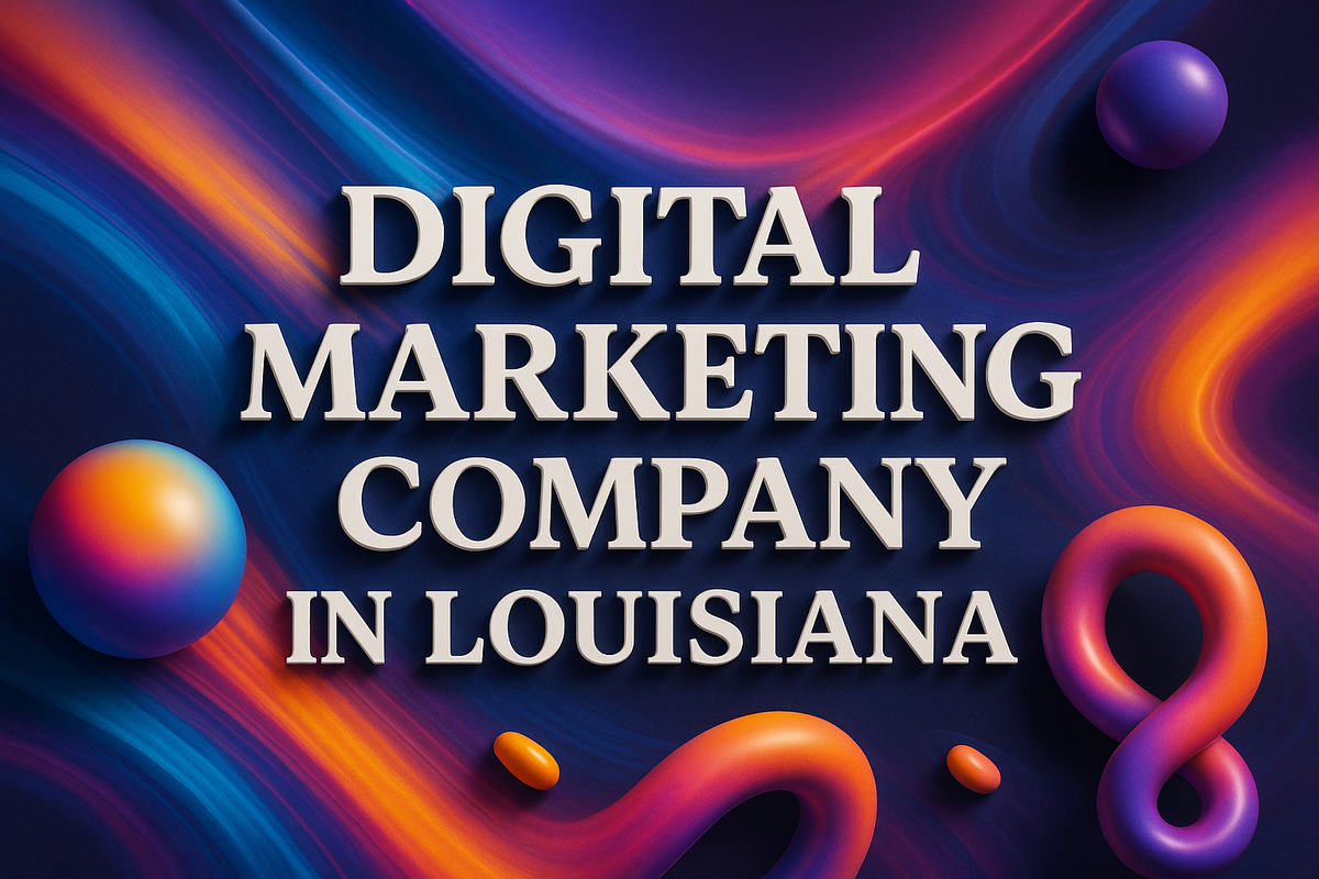 Digital marketing company in Louisiana with colorful 3D effects and shadowed text for enhanced design.