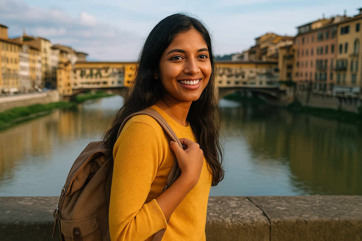 indian female in Europe traveling