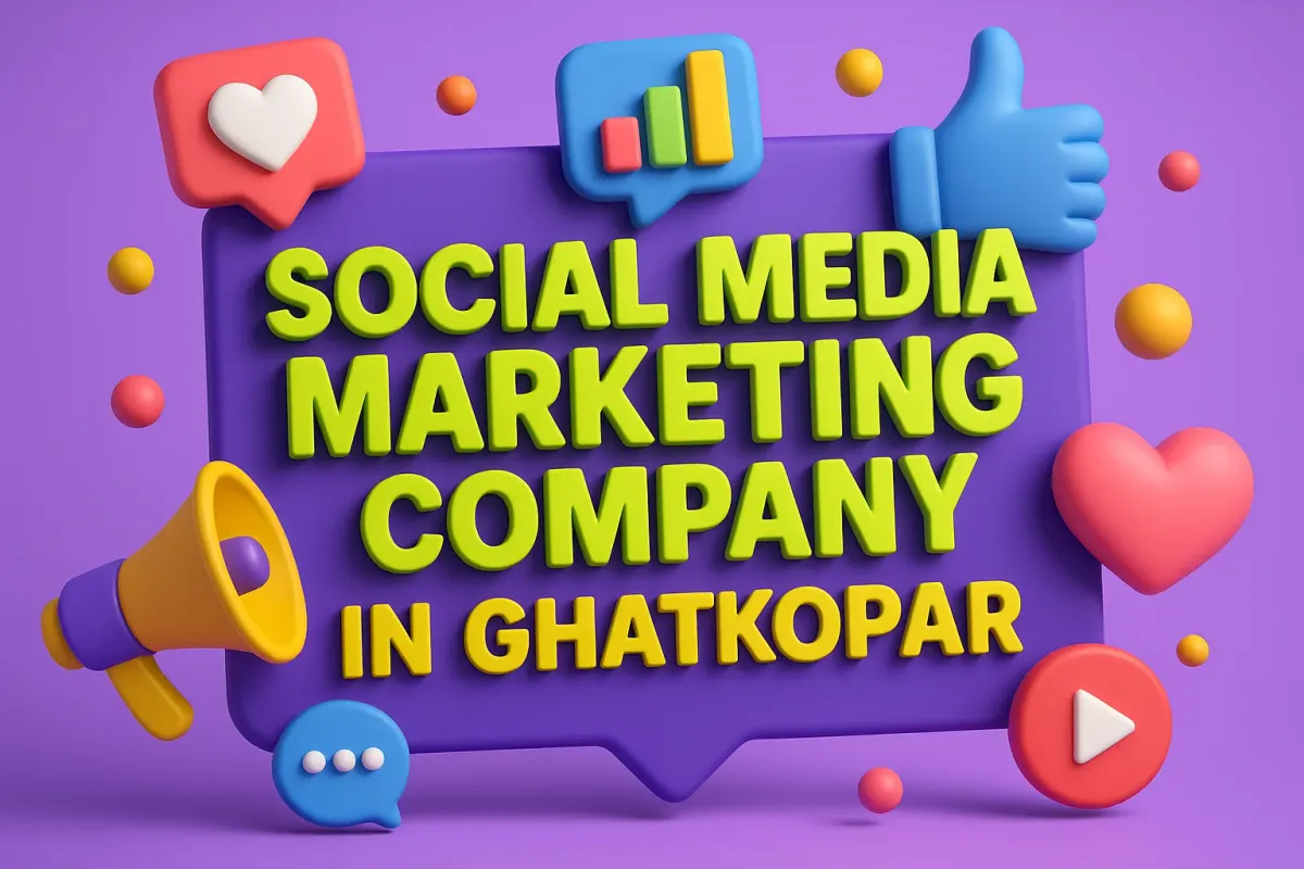 3D colorful illustration of a social media marketing company in Ghatkopar