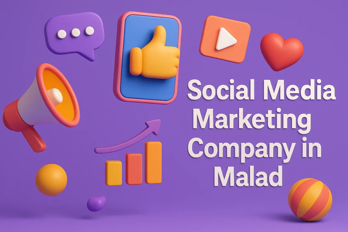 image showing colorful social media icons and bold text promoting a Social Media Marketing Company in Malad.